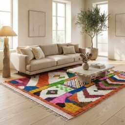 Custom Boujad Rug Authentic Multicolored Moroccan Rug - thumbnail 1