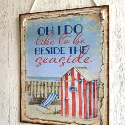 Oh I Do Like To Be Beside The Seaside Wall Hanging Picture Plaque Vintage Beach Coastal Sign - thumbnail 3