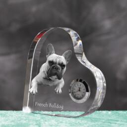 French Bulldog - Crystal Clock in The Shape Of A Heart With Image Pure-Bred Dog - thumbnail 2
