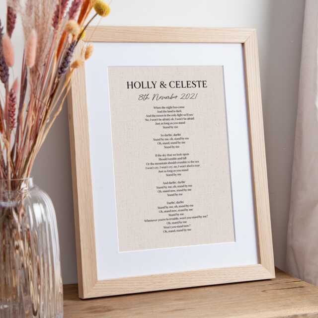 Wedding Vows Or Song Lyrics Linen Anniversary Print - 4 Year Gift For Couples - image 1