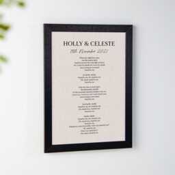 Wedding Vows Or Song Lyrics Linen Anniversary Print - 4 Year Gift For Couples - thumbnail 2