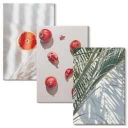 3 Piece Canvas Set - Holiday Tropical Fruits Palm Leaves, Gray Large Wall Art, Plants & Flowers Hanging - thumbnail 2