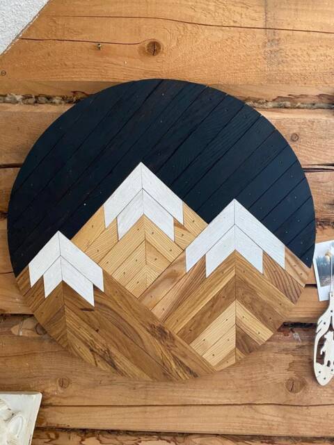 Charcuterie Yakisugi Wood Mountain Wall Art Rustic Burned Oak Decor - image 1