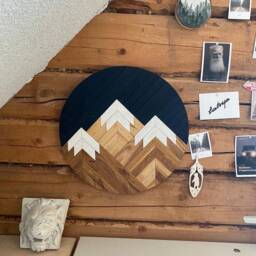 Charcuterie Yakisugi Wood Mountain Wall Art Rustic Burned Oak Decor - thumbnail 2
