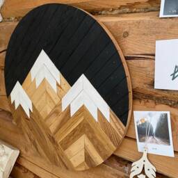 Charcuterie Yakisugi Wood Mountain Wall Art Rustic Burned Oak Decor - thumbnail 3
