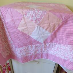 Pink Handmade Patchwork Baby Blanket - thumbnail 3