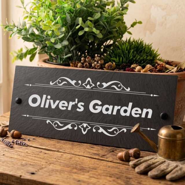 Personalised Slate House Signs Garden & Plaques Name For Outside Welcome Sign Door Wall Home Decor - image 1