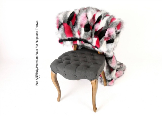 Plush Faux Fur Throw Blanket, Pink Mink Patched Bedspread, Usa - image 1