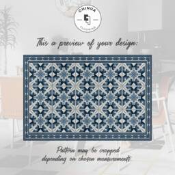 Nina Navy Vinyl PVC Mat, Bedroom Decor, Spanish Classic Rug Pattern, Floor Rug, Tiles #6E - thumbnail 3