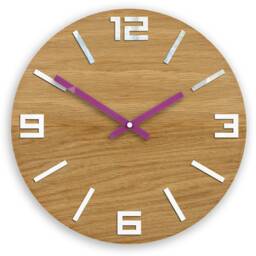 Wood Wall Clock, Silent Wooden Modern Clock For Office, Violet Clock Hands - thumbnail 3