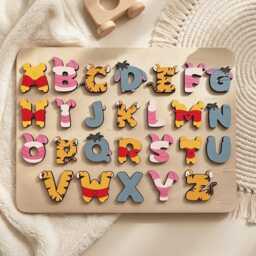 Personalized Alphabet Puzzle For Baby, Winnie The Pooh Wooden Name Puzzle, Custom Nursery Decor, First Birthday Gift, Baby Shower Gift - thumbnail 3