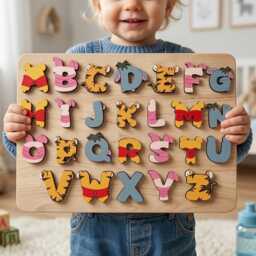 Personalized Alphabet Puzzle For Baby, Winnie The Pooh Wooden Name Puzzle, Custom Nursery Decor, First Birthday Gift, Baby Shower Gift - thumbnail 2