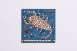 Hand-Painted Scorpio Zodiac Ceramic Tile - Astrological Wall Art