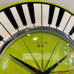 Handmade 1970S Style Piano Key Wall Clock - Chartreuse, Black & White - thumbnail 3