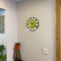 Handmade 1970S Style Piano Key Wall Clock - Chartreuse, Black & White - thumbnail 4