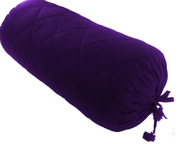 Purple Bolster Pillowcase Quilted Cotton Neck Roll Cushion Cover Solid 6 - image 1