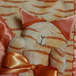 Orange Minky Tiger Cat Lovey Blanket Satin Baby Security Blanket - thumbnail 4