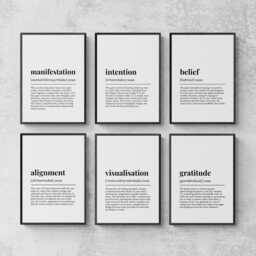 Manifestation Definitions Set Of 6 Prints, Spirituality Wall Decor - thumbnail 1