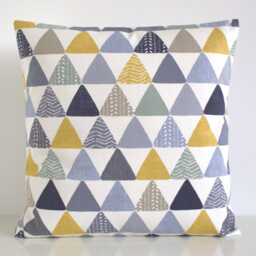 Geometric Triangle Pillow Cover Mustard, Navy & Grey Scandinavian Cushion Cover - thumbnail 1