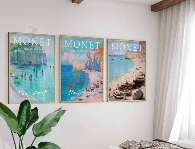 Claude Monet Set Of 3 Posters, Art Prints, Floral Wall Decor, Housewarming Gift Idea, Exhibition Prints - image 1