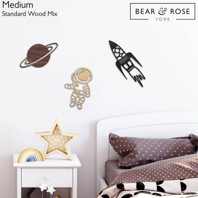 Space Trio - Set Of 3 Wall Decor Home/Nursery Kids Animals Children Room - image 1