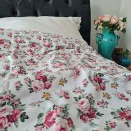 Shabby Chic Bedding Red Green Pink Rose Floral Print Cotton Queen/Cal King Super Oversized King Duvet Cover 120x98 120x120 Nurdanceyiz - thumbnail 2