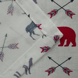 Woodland Crib Sheet Bear, Fox, Deer, Arrow Print - Cream, Gray, Burgundy - thumbnail 3