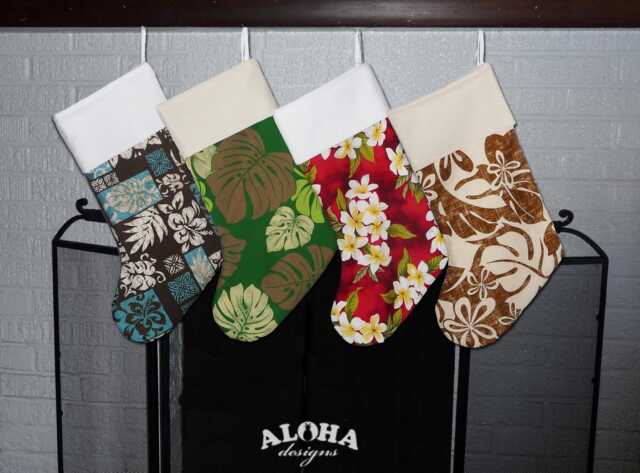 Christmas Stocking - Hawaiian Fabric Personalized - image 1