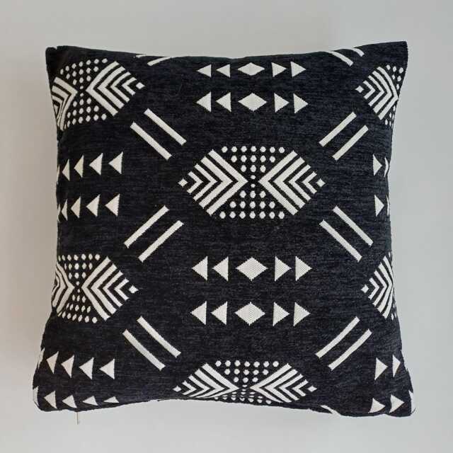 Moroccan Velvet Cushion Cover, Handmade Brocade Rich Black Pillow, Decorative Pillow 16''x16''/40x40 cm - image 1