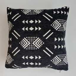 Moroccan Velvet Cushion Cover, Handmade Brocade Rich Black Pillow, Decorative Pillow 16''x16''/40x40 cm - thumbnail 4