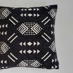 Moroccan Velvet Cushion Cover, Handmade Brocade Rich Black Pillow, Decorative Pillow 16''x16''/40x40 cm - thumbnail 2
