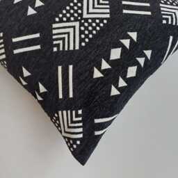 Moroccan Velvet Cushion Cover, Handmade Brocade Rich Black Pillow, Decorative Pillow 16''x16''/40x40 cm - thumbnail 3