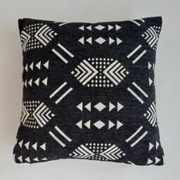 Moroccan Velvet Cushion Cover, Handmade Brocade Rich Black Pillow, Decorative Pillow 16''x16''/40x40 cm