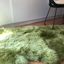 Sheepskin Rug, Green Sheepskin Triple Size, Large Sheepskin, Interior Decor, Caroet, Fur Hygge, Bed Throw, Chair Cover - thumbnail 2