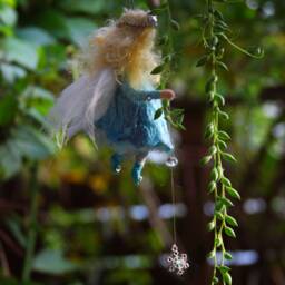 Needle Felted Snowflake Fairy Ornament Wool Christmas Decoration - thumbnail 2