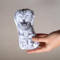 Hand-Painted Kitten Plush, Black & White Nursery Decor - thumbnail 3