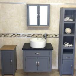 Bathroom Vanity Wall Hung Unit Grey Painted Cabinet Wash Stand Black Quartz & Ceramic Basin 502Gwbqcbc - thumbnail 2