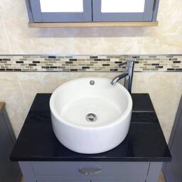 Bathroom Vanity Wall Hung Unit Grey Painted Cabinet Wash Stand Black Quartz & Ceramic Basin 502Gwbqcbc - thumbnail 3