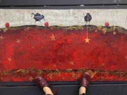 Ravens Floor Coverings Hand Painted Red Abstract Rugs - thumbnail 1