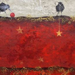 Ravens Floor Coverings Hand Painted Red Abstract Rugs - thumbnail 2