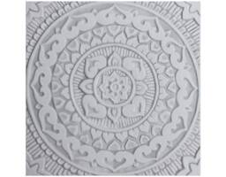 Hand-Painted Ceramic Mandalita Wall Tile Ethnic Decor, Grey & White - 30cm/11.8 - thumbnail 1
