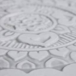 Hand-Painted Ceramic Mandalita Wall Tile Ethnic Decor, Grey & White - 30cm/11.8 - thumbnail 3
