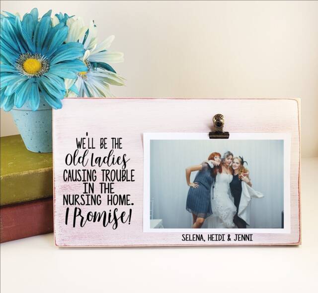 Personalized Best Friends Frame, Custom Funny Wood Picture We'll Be Causing Trouble in The Nursing Home, Besties Frame Gift - image 1