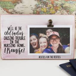 Personalized Best Friends Frame, Custom Funny Wood Picture We'll Be Causing Trouble in The Nursing Home, Besties Frame Gift - thumbnail 3