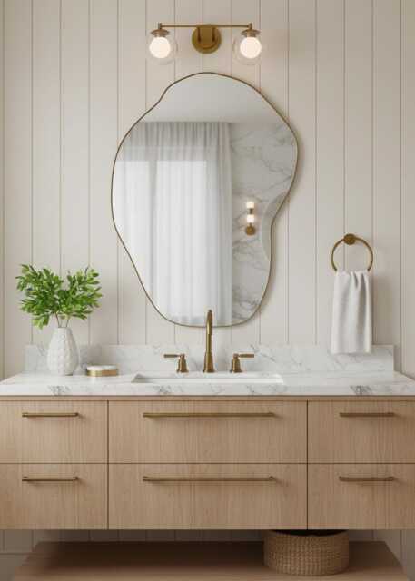 Organic Wall Mirror - Asymmetrical Modern Brass - image 1