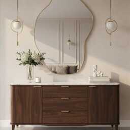 Organic Wall Mirror - Asymmetrical Modern Brass - thumbnail 2