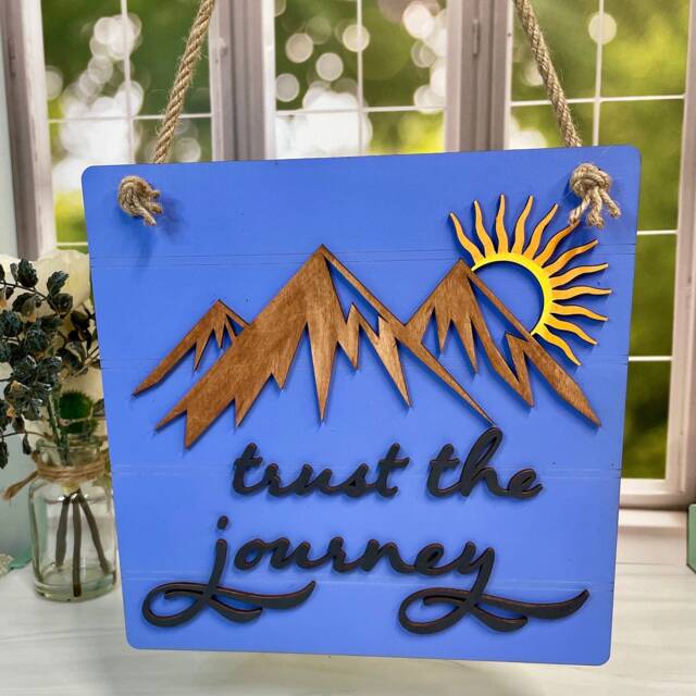 Trust The Journey Sign 3D Wooden Mountain Wall Art - image 1