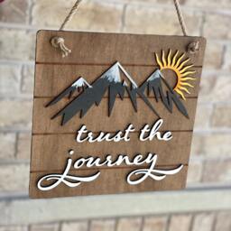 Trust The Journey Sign 3D Wooden Mountain Wall Art - thumbnail 3