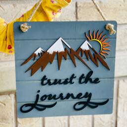 Trust The Journey Sign 3D Wooden Mountain Wall Art - thumbnail 2