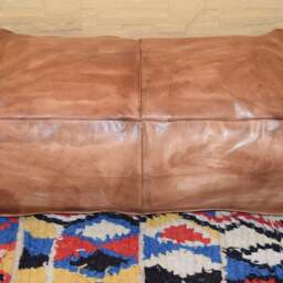 Moroccan Leather Poufs, Luxury Poufs, Moroccan Handmade Poufs, Moroccan, Brown Pouf, Pouf, Pouffe, Leather Pouf, Moroccan Pouf, Ottoman Pouf - thumbnail 2